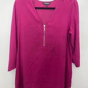 L Express Fuchsia Magenta Pink Blouse with Zipper NWOT